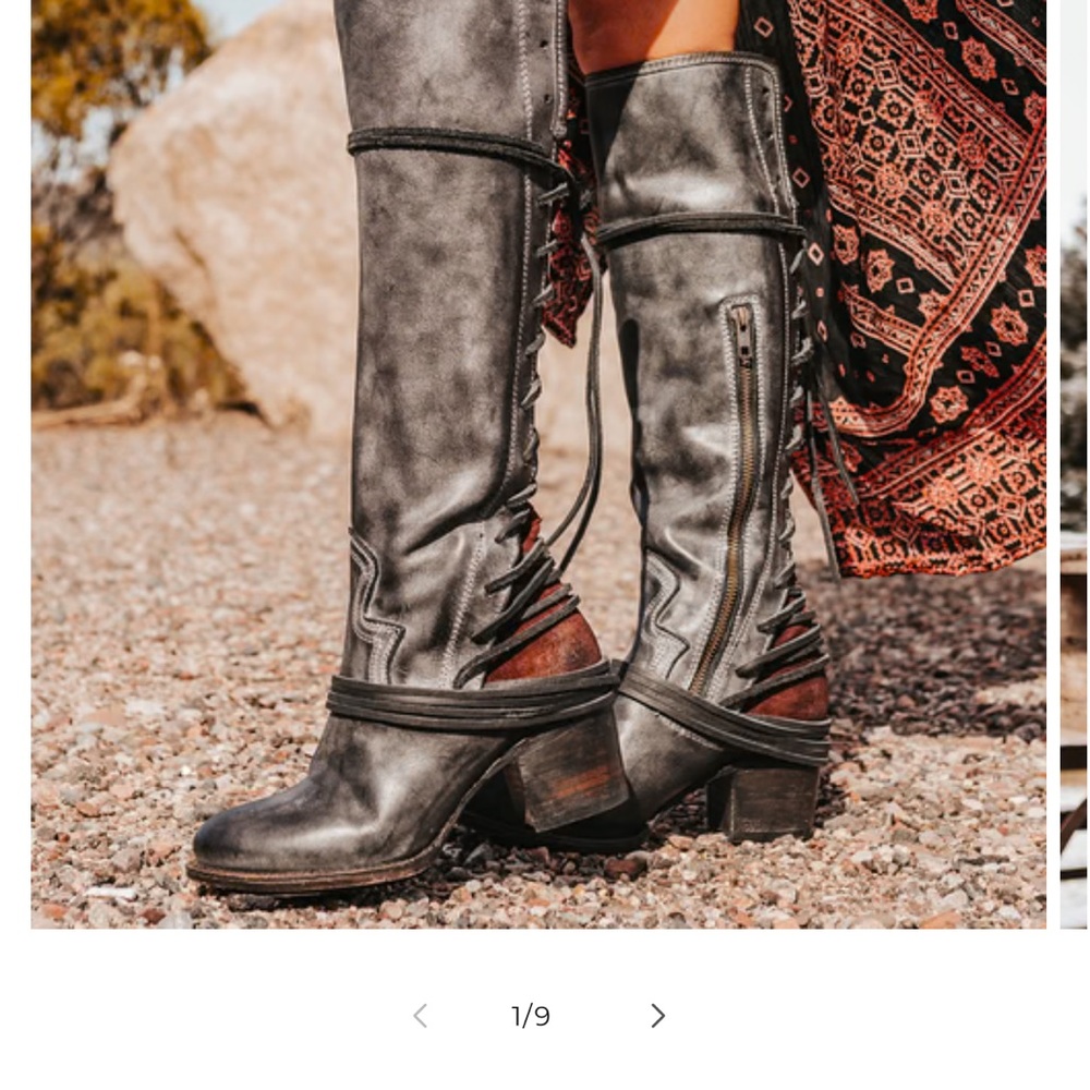 Freebird Stylish Gray Leather Knee-High Boots worn only a few times